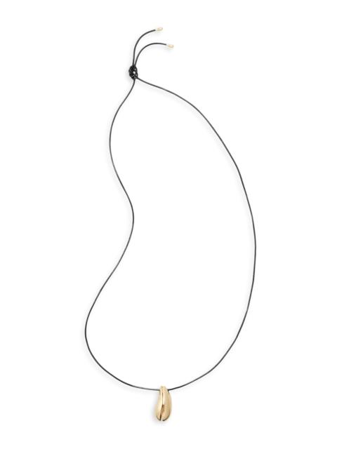 TORY BURCH Women's Wave Goldtone Pendant Necklace - Light Brass Black