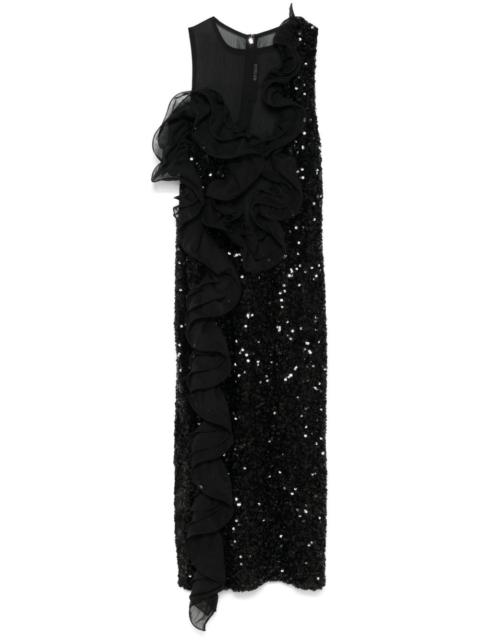 ROTATE ruffled-detailing sequinned midi dress