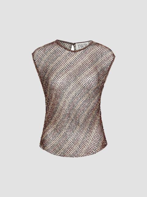 TWP Women's Beaded Net Tank - Sable Chicory Coffee
