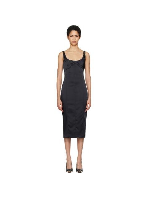 VERSACE JEANS COUTURE Black Satin Midi Dress