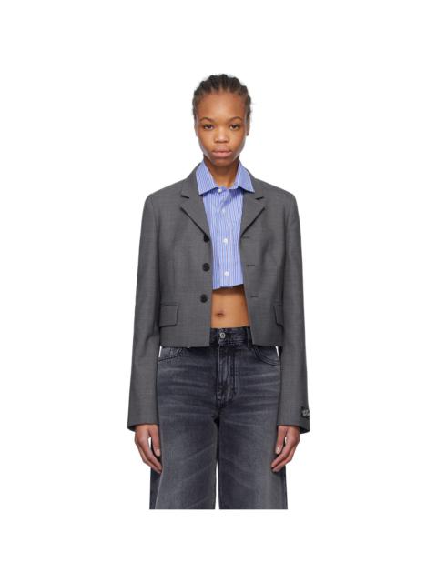 We11done Gray Single-Breasted Crop Blazer