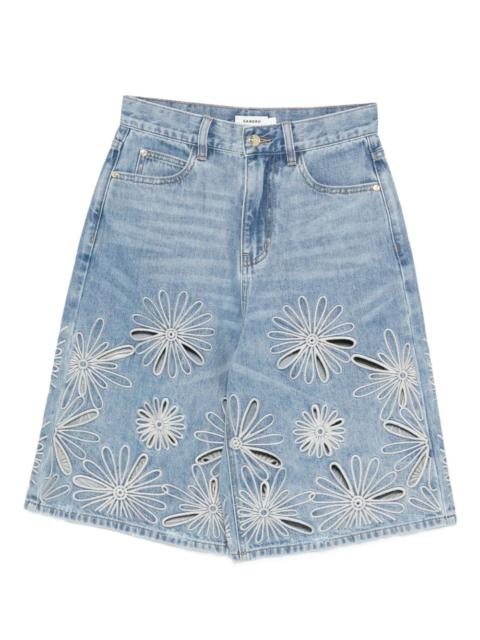 Sandro floral-embroidered shorts