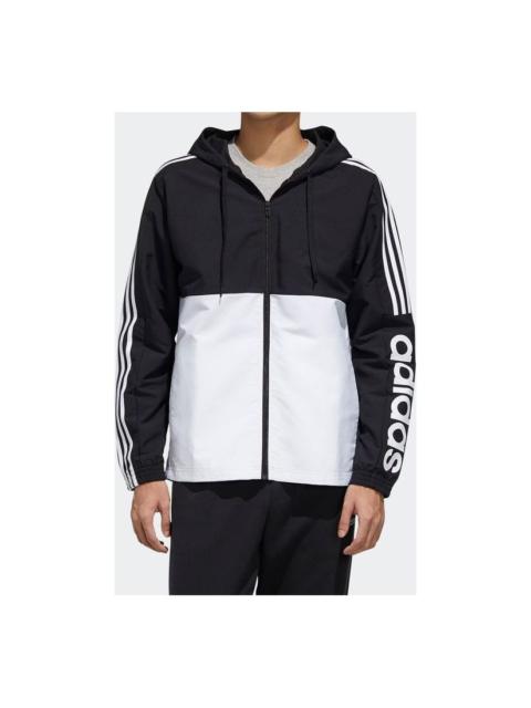 adidas hooded track Jacket Black White Splicing FL8627