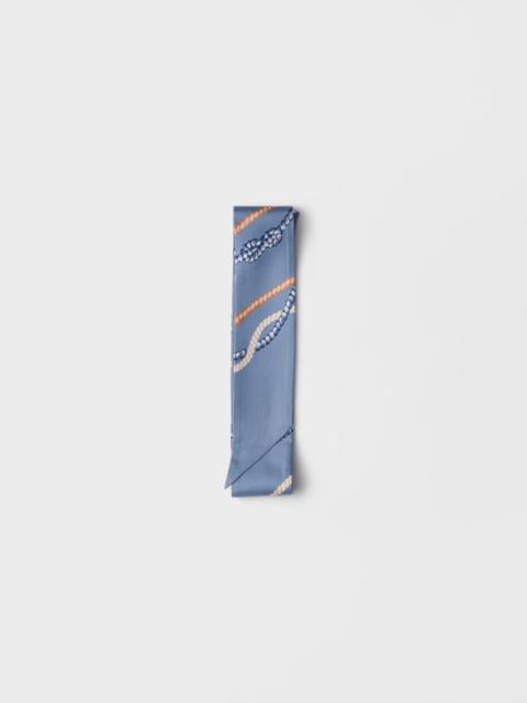 Prada Printed silk twill skinny scarf