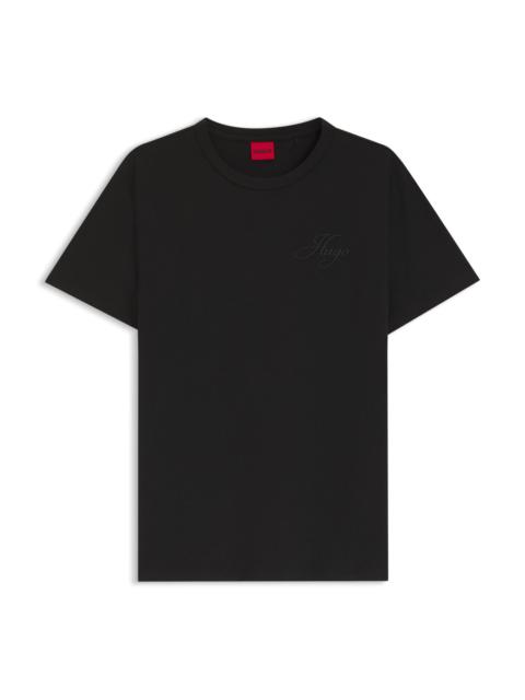 HUGO EMBROIDERED-LOGO T-SHIRT IN COTTON JERSEY