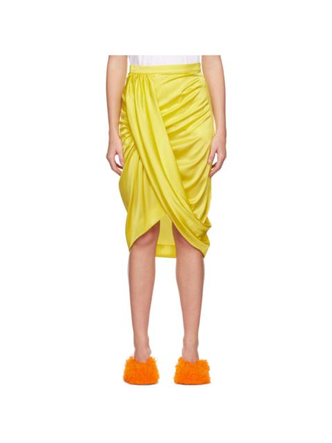 Yellow Draped Midi Skirt