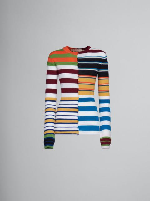 MULTICOLOURED KNIT SWEATER WITH PATCHWORK STRIPES
