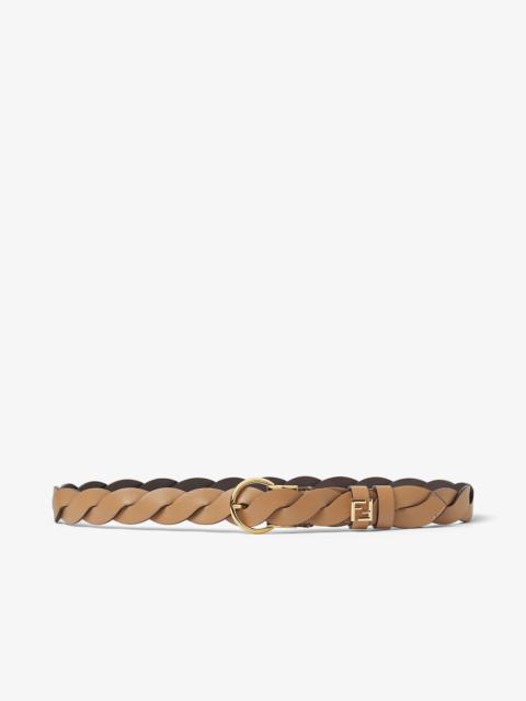 FENDI FF Belt Mahogany brown and cappuccino leather reversible belt