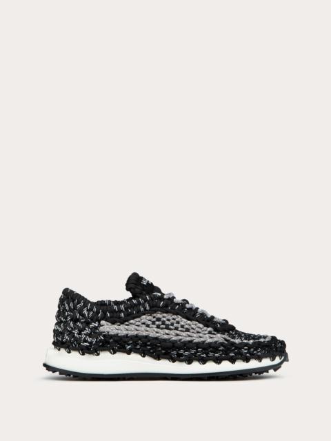 VALENTINO GARAVANI CROCHET SNEAKER IN FABRIC