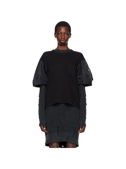 sacai Black Paneled T-Shirt