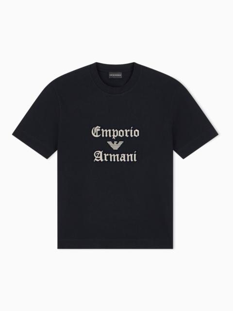 EMPORIO ARMANI HEAVY JERSEY T-SHIRT WITH SOFT EMBOSSED LOGO