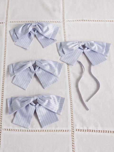 Gohar World Set of four cotton-blend jacquard napkin bows White
