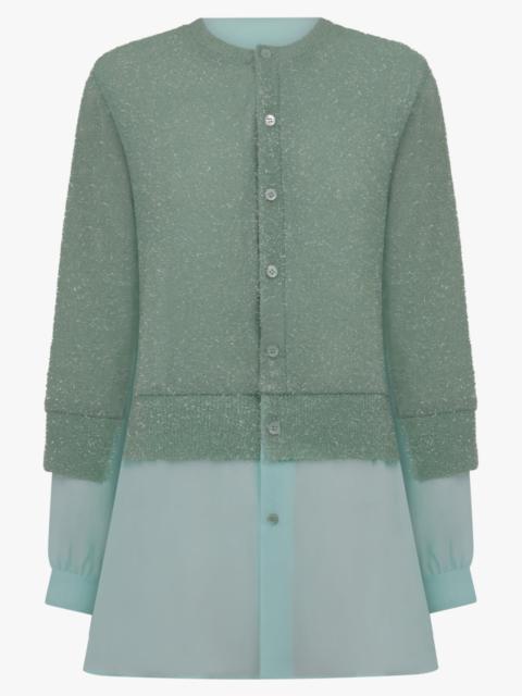 Noir Kei Ninomiya SHINY KNIT X SHEER CARDIGAN | MINT