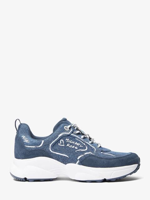 MICHAEL KORS Jett Embellished Denim Trainer