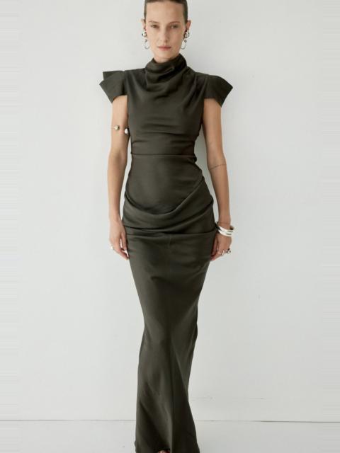 De La Vali COSIMA MAXI DRESS IN CHOCOLATE BROWN SATIN