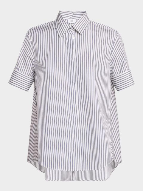 ADAM LIPPES Charlie Striped Short-Sleeve Button-Down Top