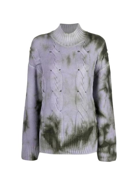 tie-die cable-knit jumper