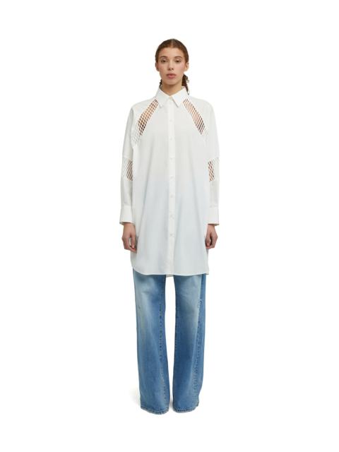 MSGM Poplin cotton tailored chemisier dress with mesh details