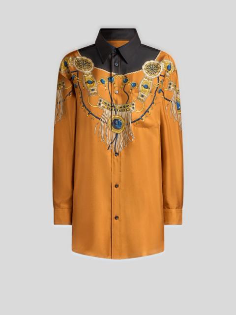 Etro LONG SILK SHIRT WITH PLACED JEWELLERY PRINT