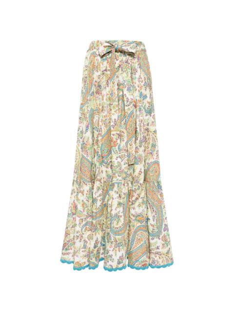paisley-print cotton skirt