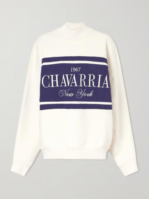 WILLY CHAVARRIA Oversized Embroidered Striped Cotton-jersey Sweater