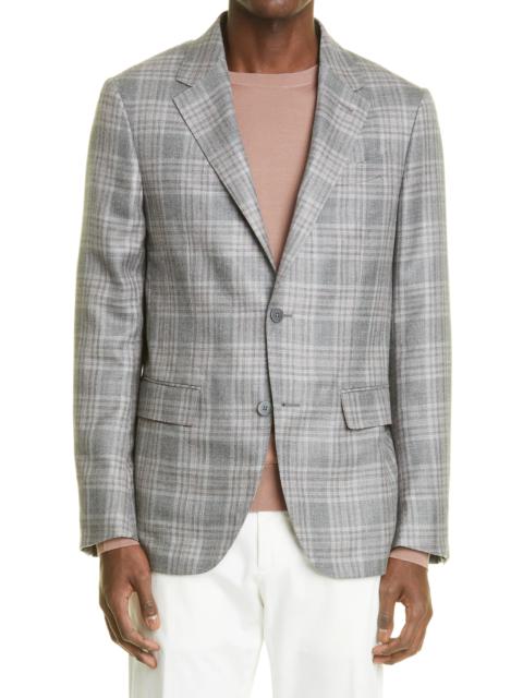 Prince of Wales Easy Fit Cashmere, Silk & Hemp Blazer