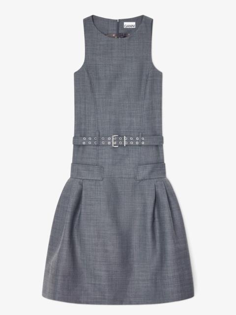GANNI DRESS IN GREY WOOL MELANGE