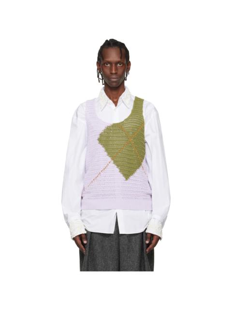 Dries Van Noten Purple & Khaki Argyle Tank Top