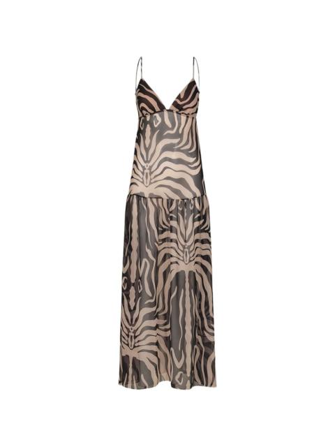 Johanna Ortiz Georgette zebra-print maxi dress