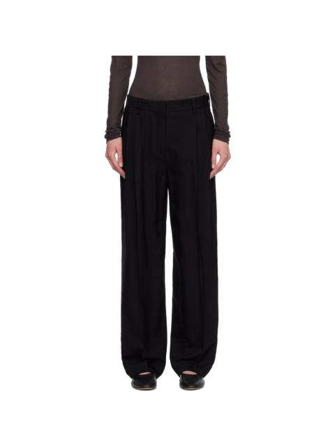 TOTEME Black Double-Pleat Fluid Trousers