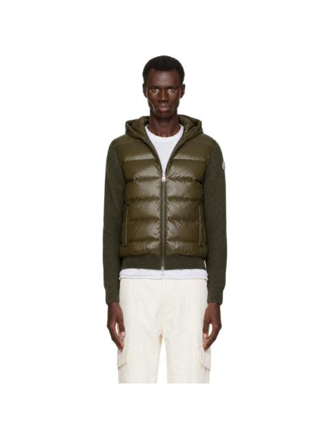 Moncler Khaki Padded Wool Zip-Up Down Hoodie