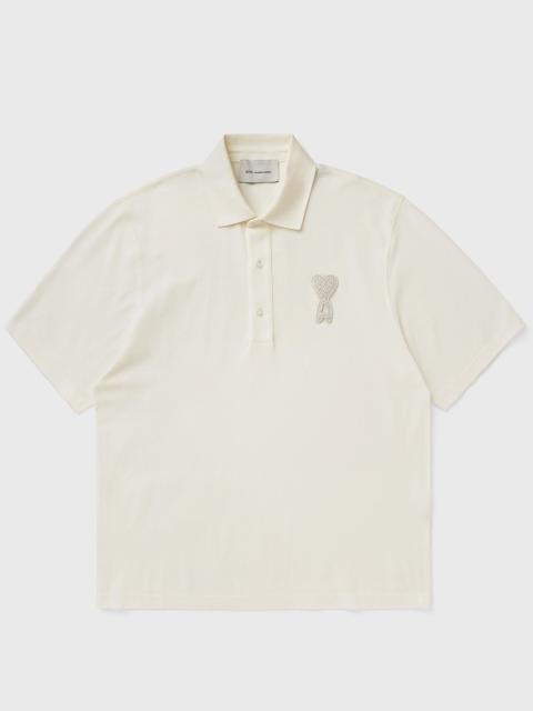 AMI Paris BOXY FIT POLO WITH AMI DE COEUR KNITTED PATCH