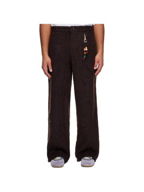 Song for the Mute Burgundy Comfy Wool Wide Leg Trousers