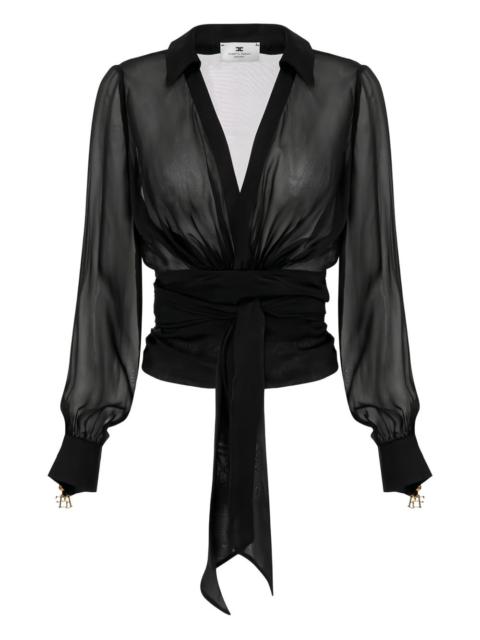 ELISABETTA FRANCHI sash-jewel cuff blouse