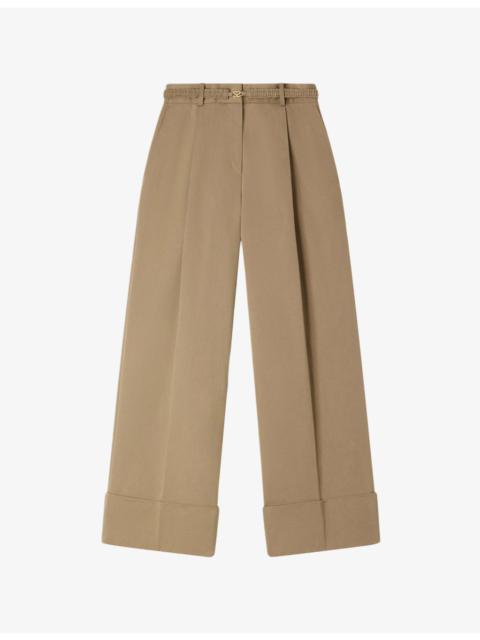Sandro Wide-Leg High-Rise Cotton-Blend Suit Trousers