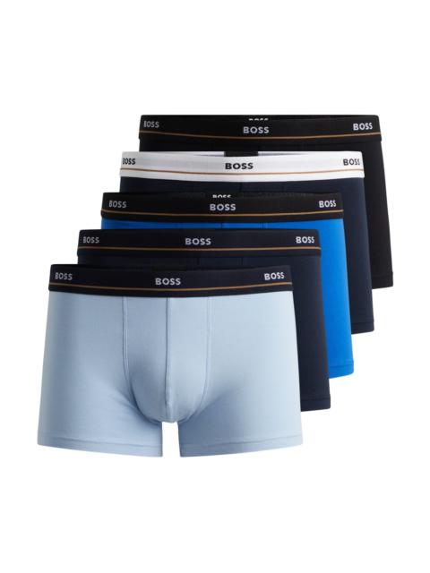 BOSS FIVE-PACK OF STRETCH-COTTON TRUNKS WITH LOGO WAISTBANDS
