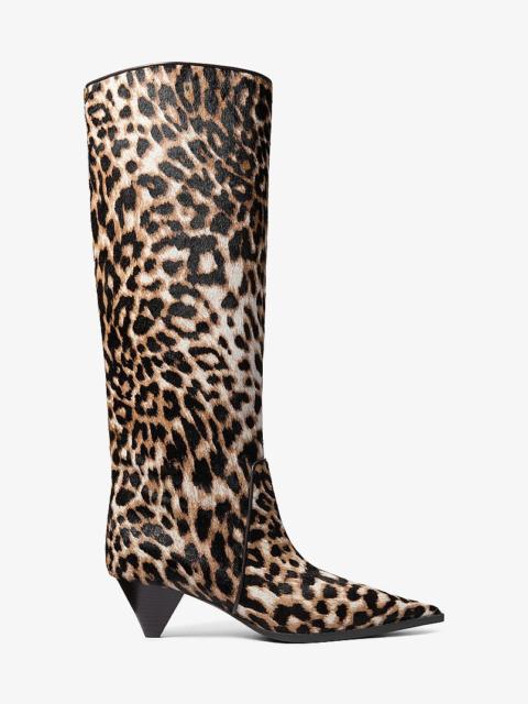 MICHAEL KORS Jayla Leopard Print Calf Hair Knee-High Boot