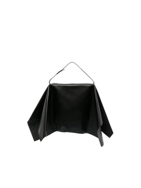 Square draped leather tote bag