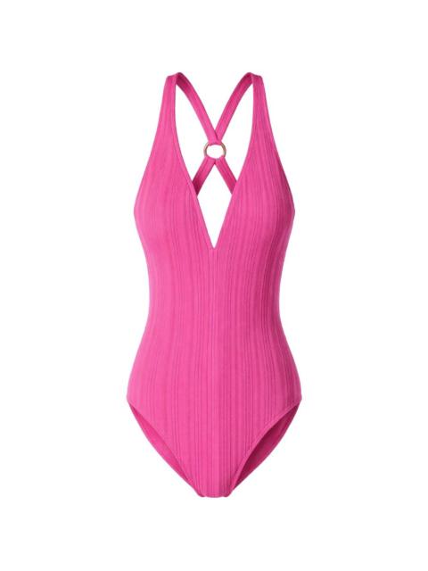 MICHAEL KORS cross-back ribbed swimsuit