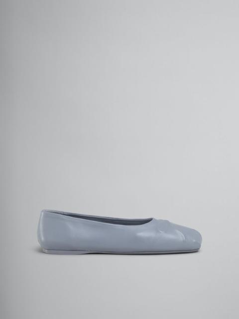 GREY NAPPA LEATHER SEAMLESS LITTLE BOW BALLET FLAT