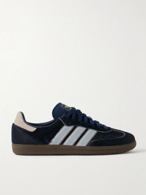 adidas Originals Samba OG Suede-Trimmed Pony Hair Sneakers Navy