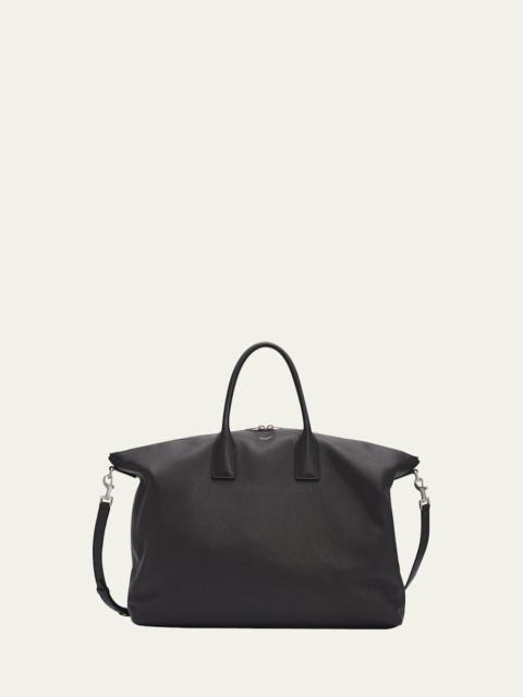 SAINT LAURENT Men's Grained Leather Bowling Tote Bag