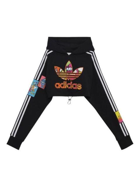 adidas (WMNS) adidas Originals x Jeremy Scott Cropped Hoodie 'Black Red' H53361