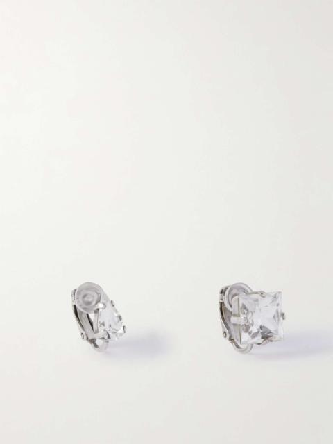 SAINT LAURENT Silver-Tone Crystal Clip Earrings