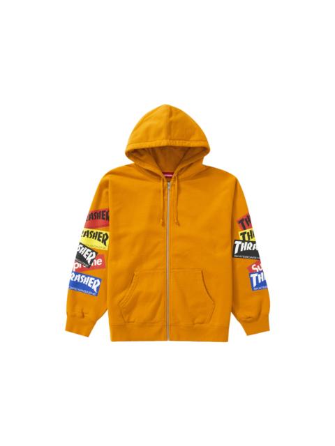 Supreme Supreme Thrasher Multi Logo Zip Up Hooded Sweatshirt Gold