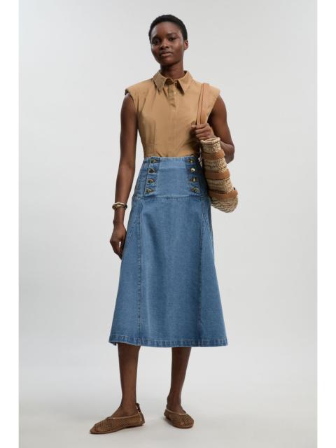 KAREN MILLEN Denim Button Front Skirt