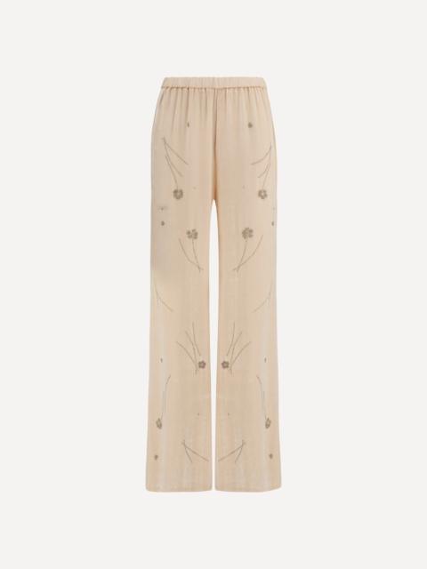forte_forte Fleurs d’Orient embroidered crushed velvet Trousers