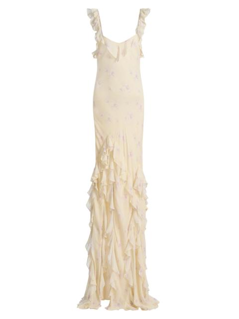 LoveShackFancy Women's Roseline Floral Ruffled Mermaid Maxi Dress - Sweet Jasmine