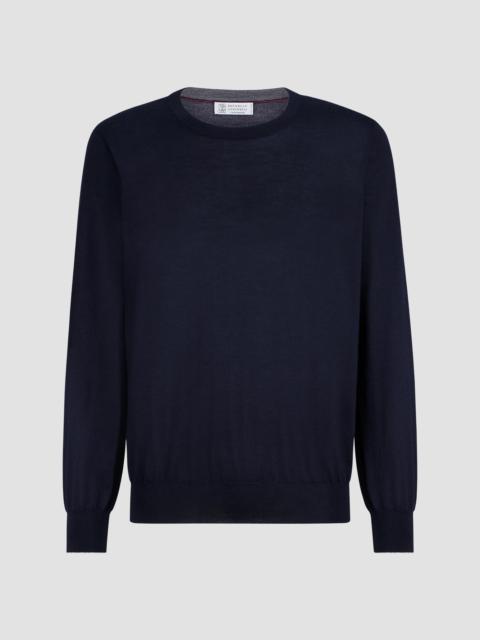 Brunello Cucinelli Men's Cashmere and Silk Lightweight Sweater - Navy Blue