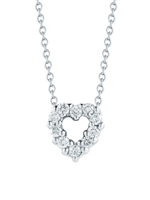 ROBERTO COIN Women's Tiny Treasures 0.11 TCW Diamond & 18K White Gold Mini Heart Pendant Necklace - White Gold